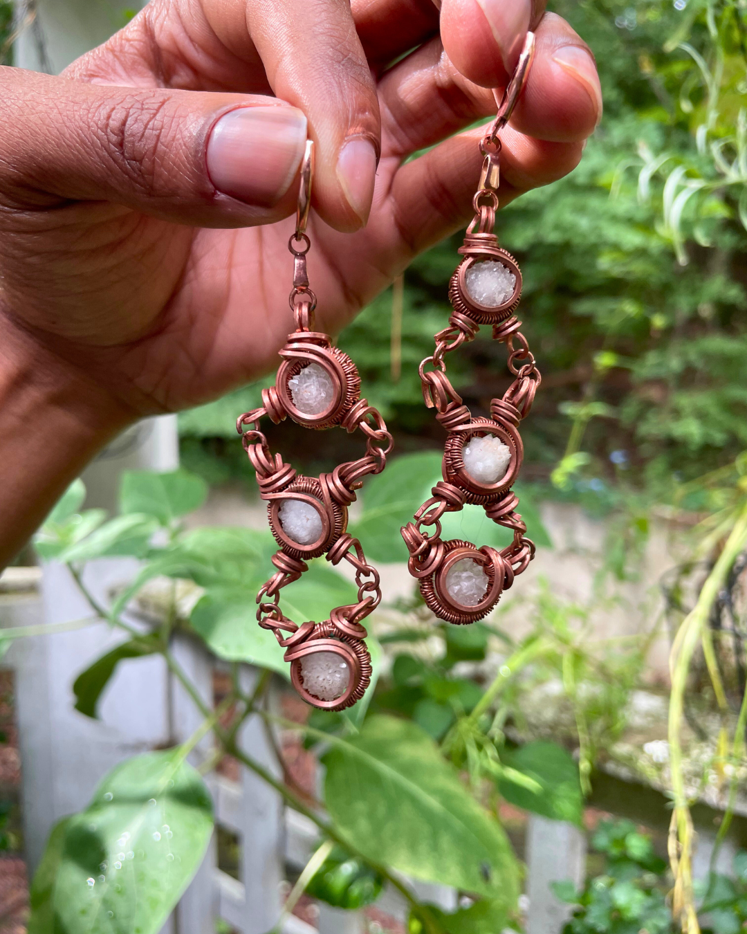 Snowball Quartz Chandelier Earrings