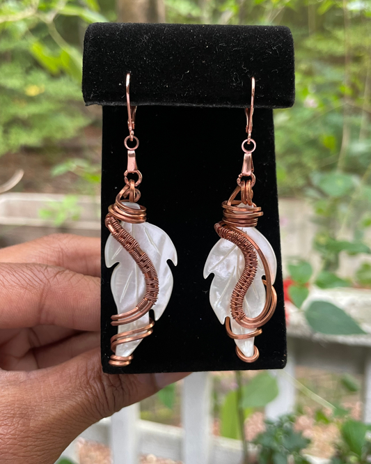 Mother of Pearl Leaf Shaped Earrings