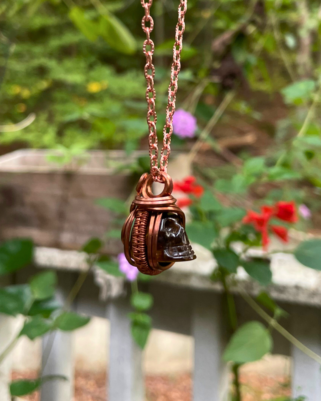 Tiger's Eye Skull Necklace