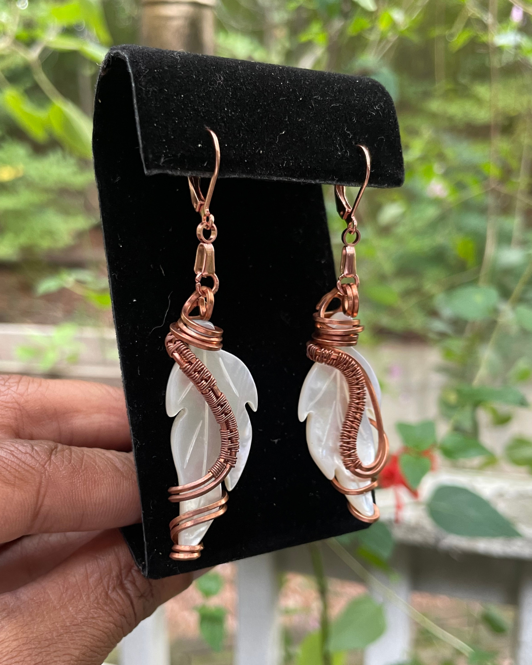 Mother of Pearl Leaf Shaped Earrings