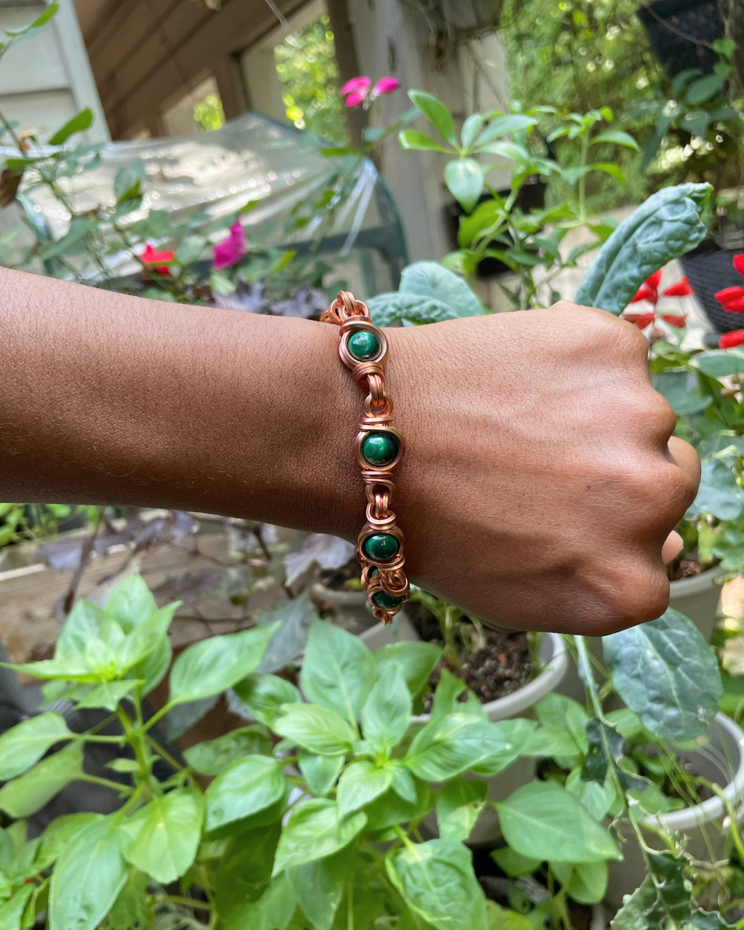 Malachite Eye Link Bracelet w/ Magnetic Clasp