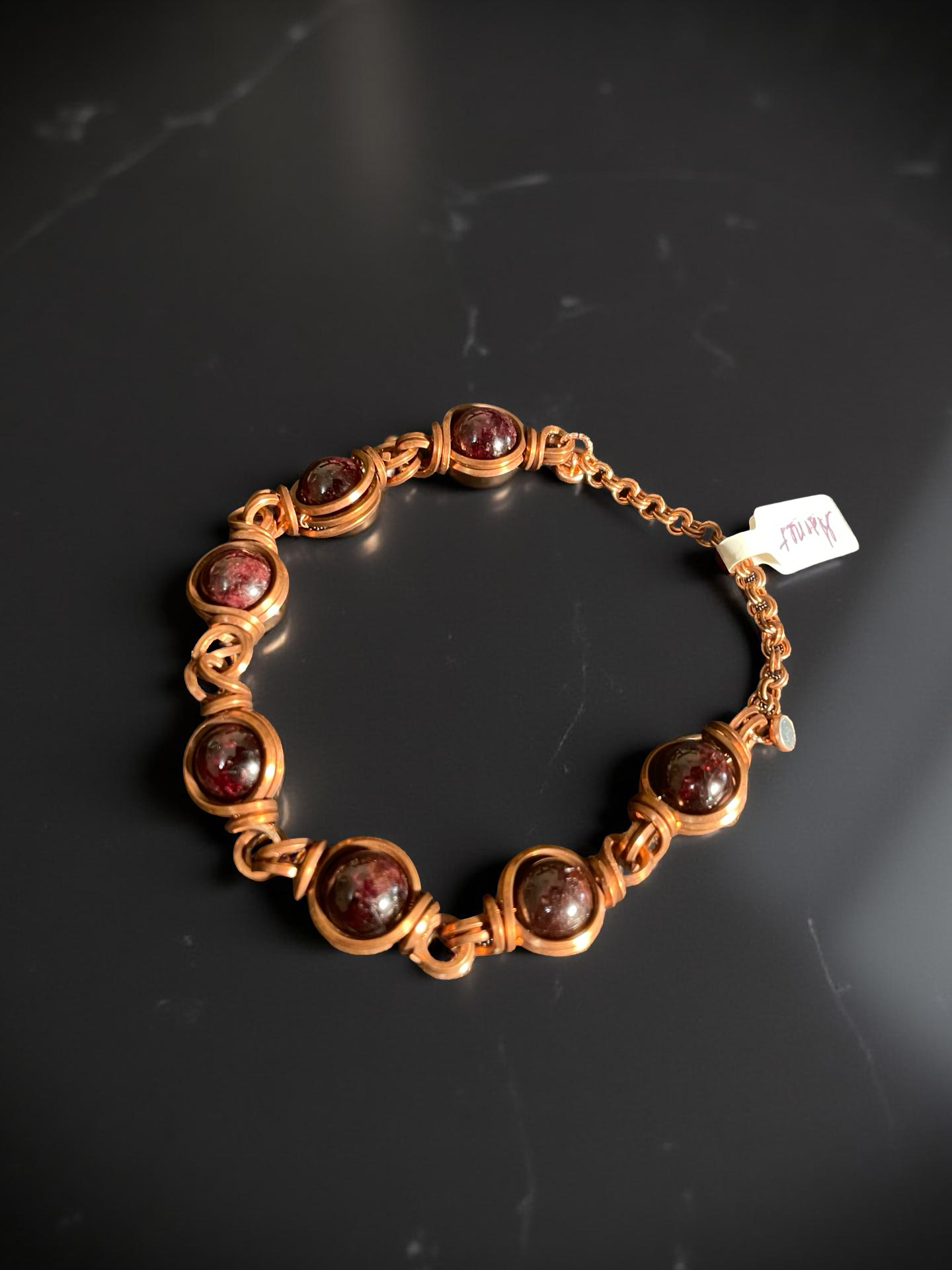 Garnet Link Bracelet w/ Magnetic Clasp