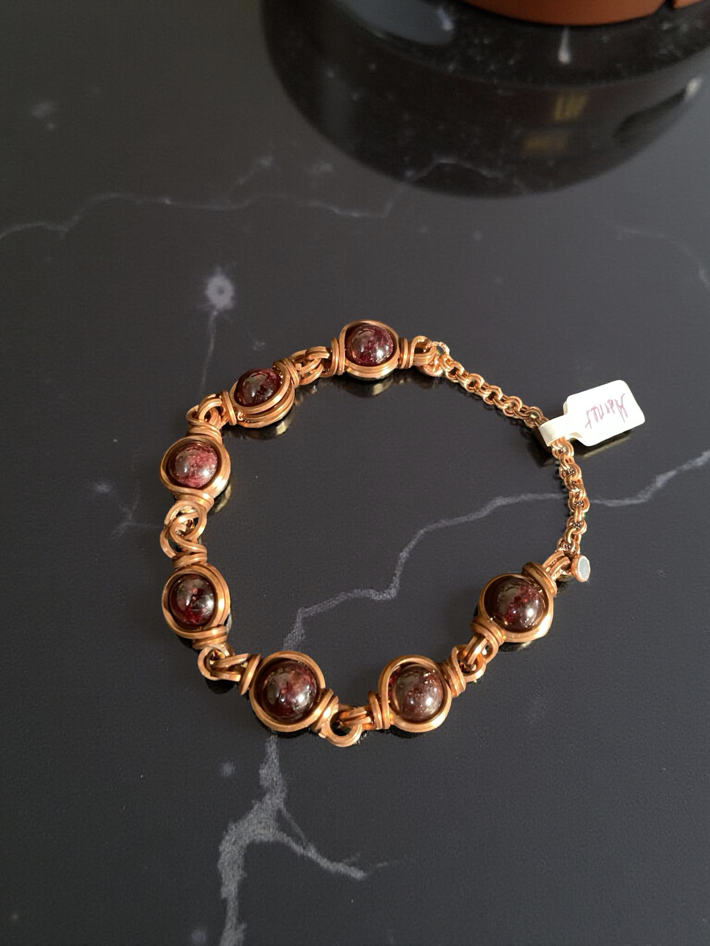 Garnet Link Bracelet w/ Magnetic Clasp
