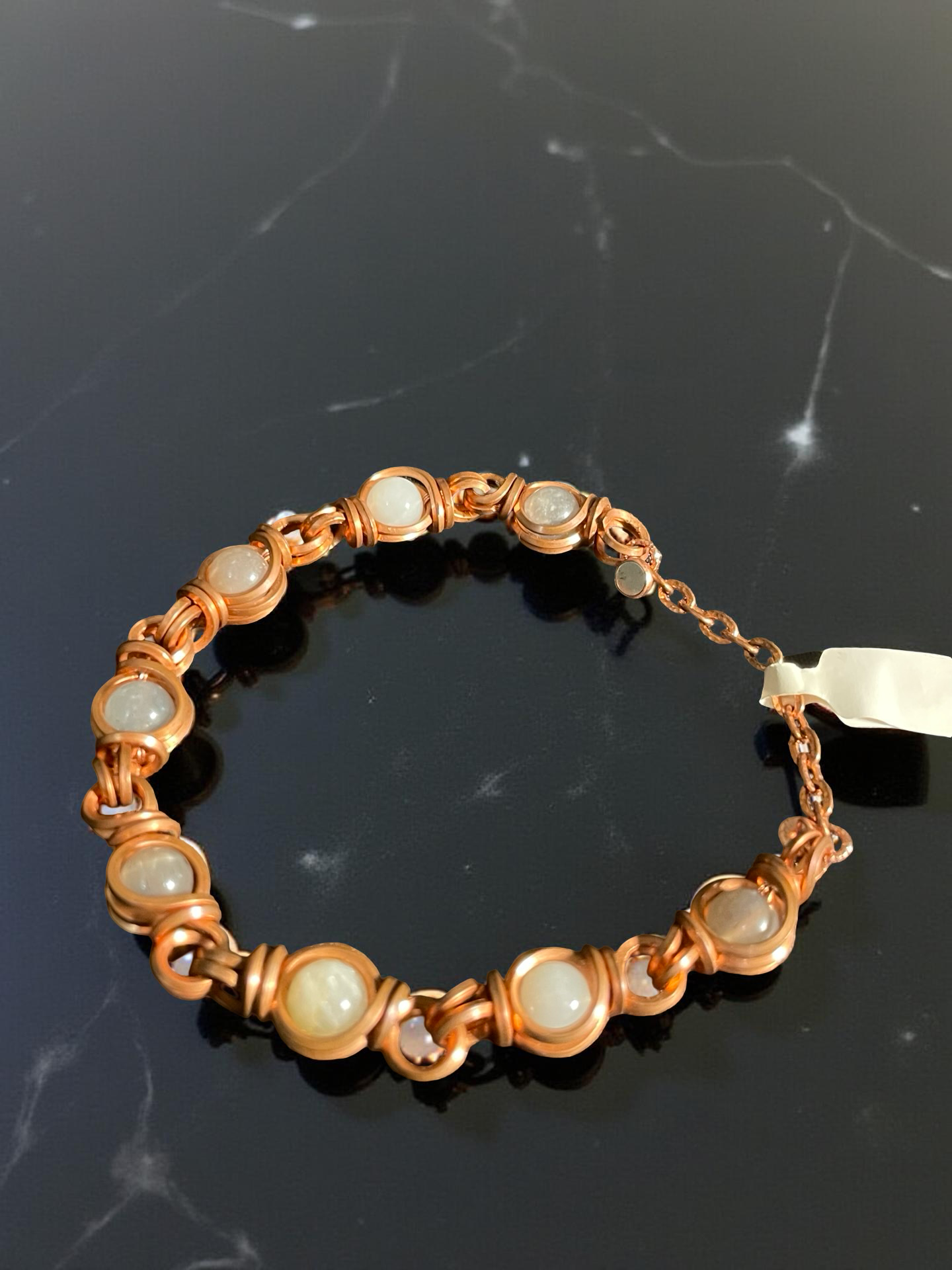 Golden Clarity Link Bracelet w/ Magnetic Clasp | Golden Healer, Selenite, Moonstone