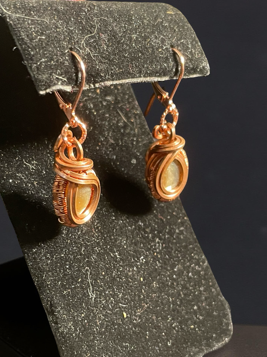 Rose Cut Citrine Dangling Earrings