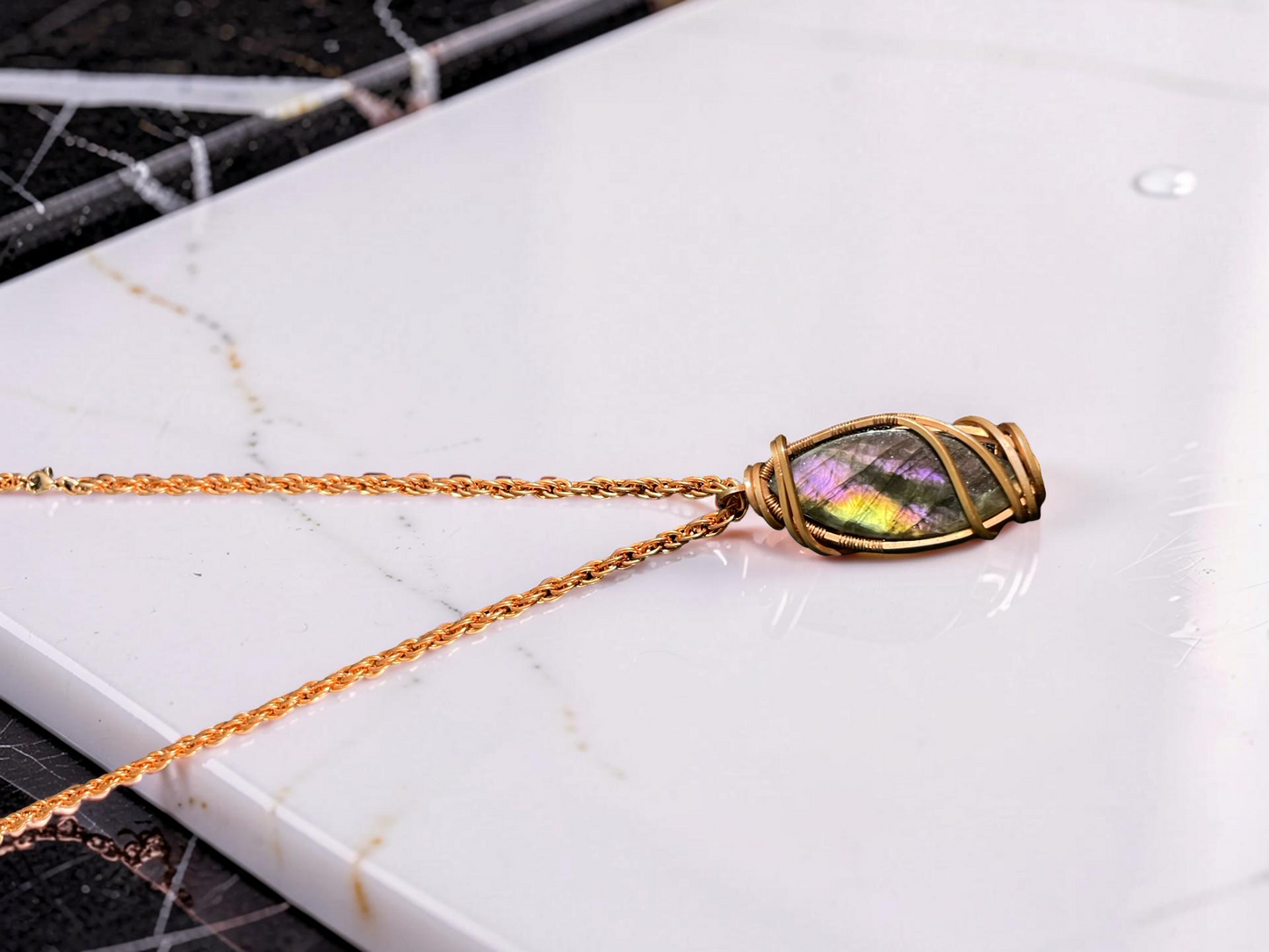 Labradorite Necklace (Purple Flash)