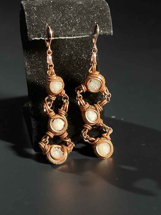 Snowball Quartz Chandelier Earrings