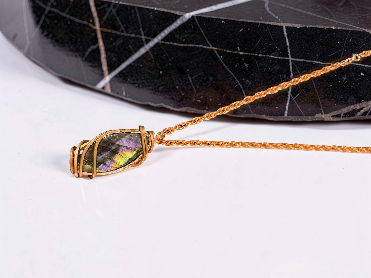 Labradorite Necklace (Purple Flash)