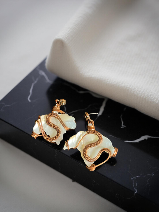 Mother of Pearl Leaf Earrings