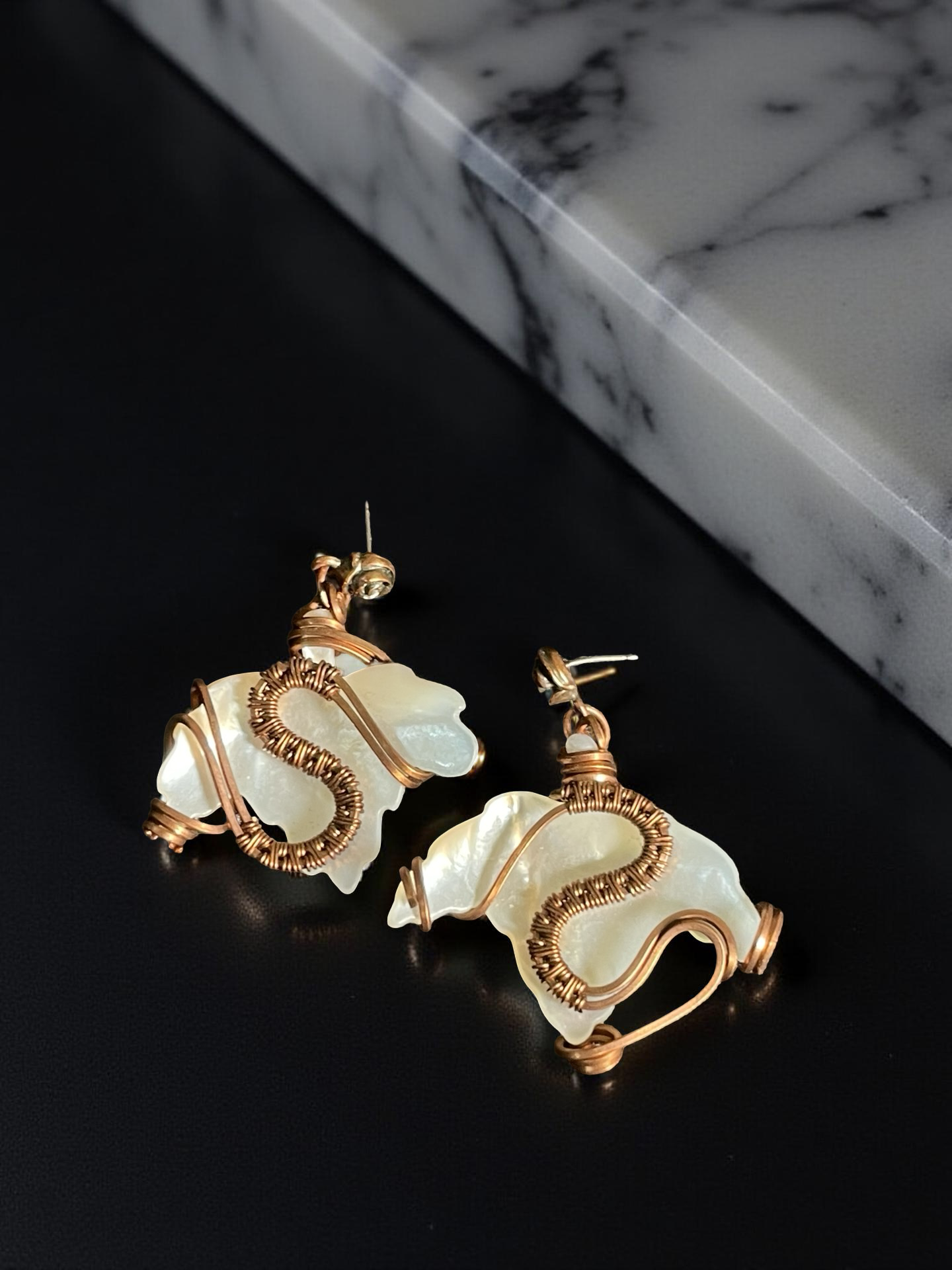 Mother of Pearl Leaf Earrings