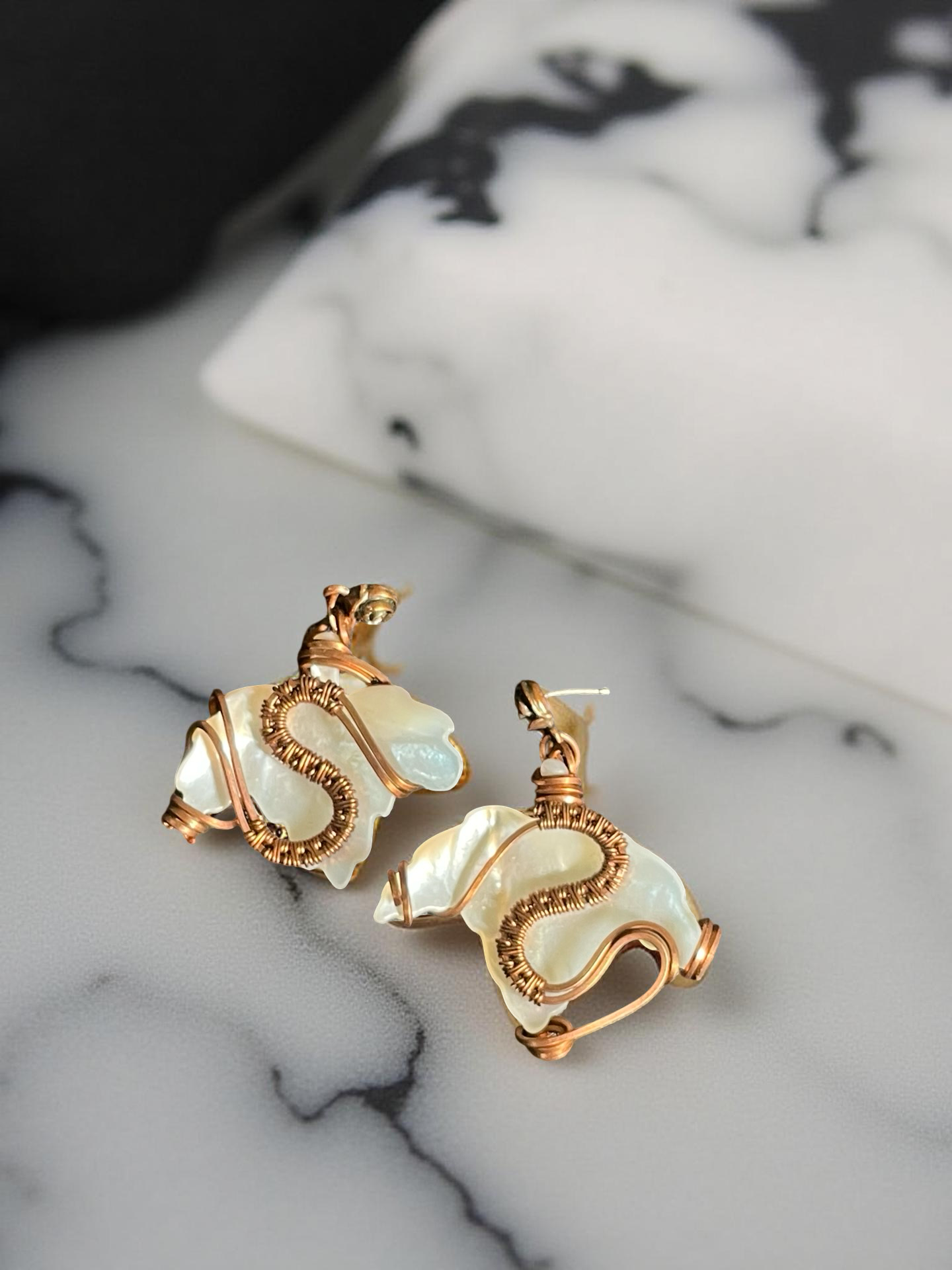 Mother of Pearl Leaf Earrings